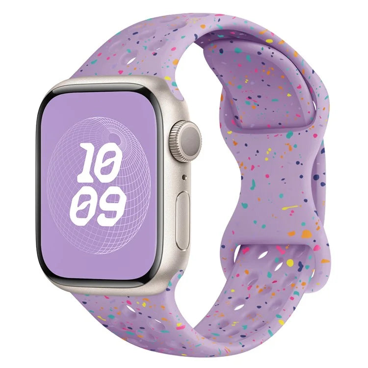 For Apple Watch Ultra 2 Ultra 49mm / Series 9 8 7 45mm / 6 5 4 SE (2022) SE (2023) SE 44mm / 3 2 1 42mm Confetti Decor Silicone Strap