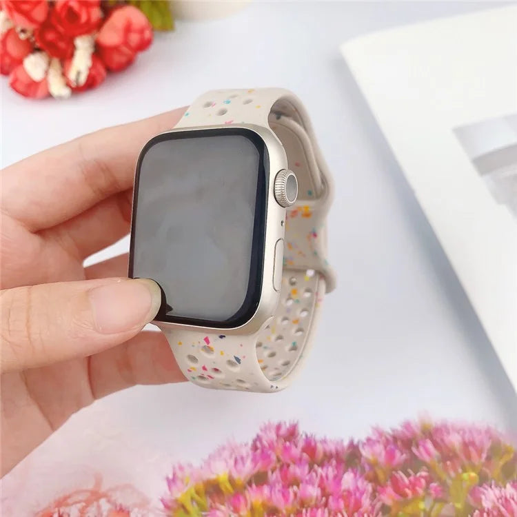 For Apple Watch Ultra 2 Ultra 49mm / Series 9 8 7 45mm / 6 5 4 SE (2022) SE (2023) SE 44mm / 3 2 1 42mm Confetti Decor Silicone Strap