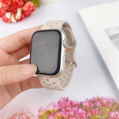 For Apple Watch Ultra 2 Ultra 49mm / Series 9 8 7 45mm / 6 5 4 SE (2022) SE (2023) SE 44mm / 3 2 1 42mm Confetti Decor Silicone Strap