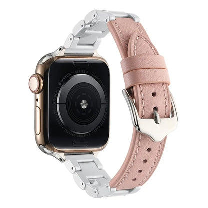 For Apple Watch Ultra 2 Ultra 49mm  /  Series 9 8 7 45mm  /  6 5 4 SE (2023) SE (2022) SE 44mm  /  3 2 1 42mm Ceramic+Leather Strap