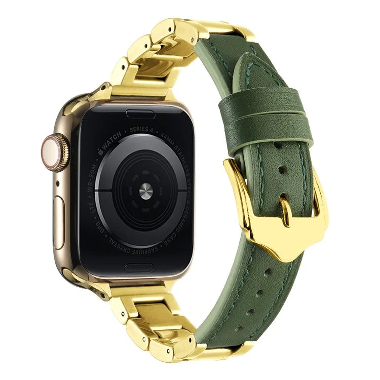 For Apple Watch Ultra 2 Ultra 49mm  /  Series 9 8 7 45mm  /  6 5 4 SE (2023) SE (2022) SE 44mm  /  3 2 1 42mm Ceramic+Leather Strap