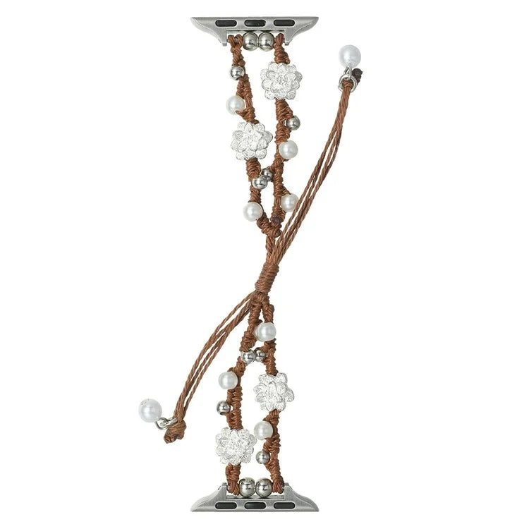 For Apple Watch Series 9 8 7 41mm / 6 5 4 SE (2022) SE (2023) SE 40mm / 3 2 1 38mm Lotus Pearl Decor Watch Strap