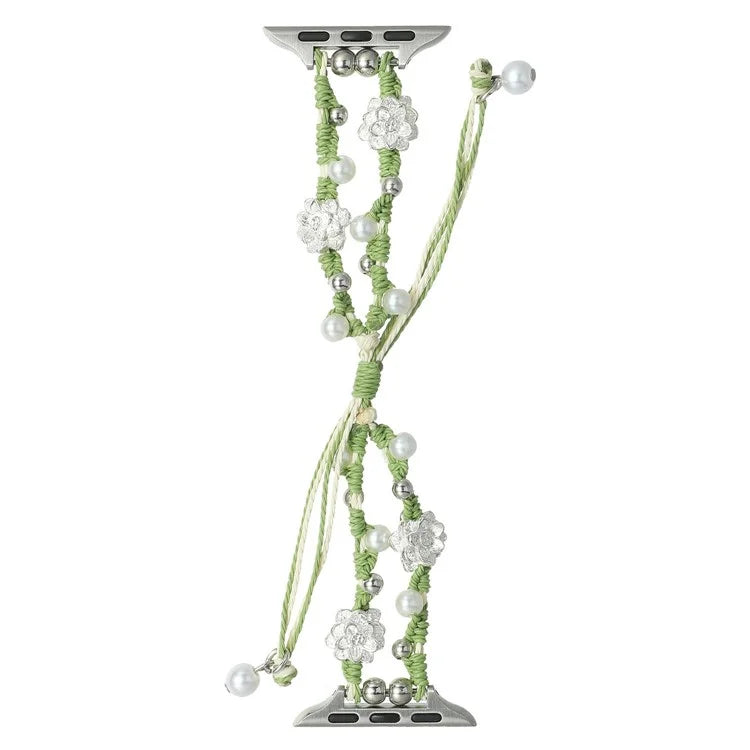 For Apple Watch Series 9 8 7 41mm / 6 5 4 SE (2022) SE (2023) SE 40mm / 3 2 1 38mm Lotus Pearl Decor Watch Strap