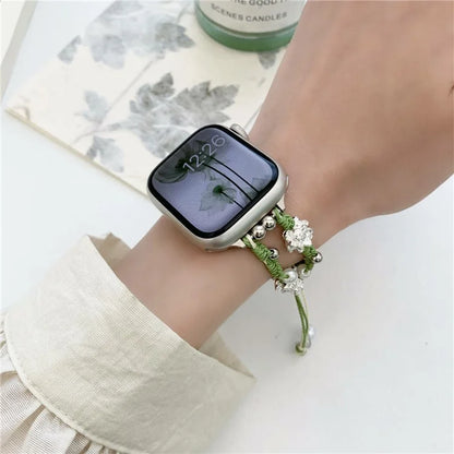 For Apple Watch Series 9 8 7 41mm / 6 5 4 SE (2022) SE (2023) SE 40mm / 3 2 1 38mm Lotus Pearl Decor Watch Strap
