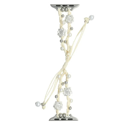 For Apple Watch Series 9 8 7 41mm / 6 5 4 SE (2022) SE (2023) SE 40mm / 3 2 1 38mm Lotus Pearl Decor Watch Strap