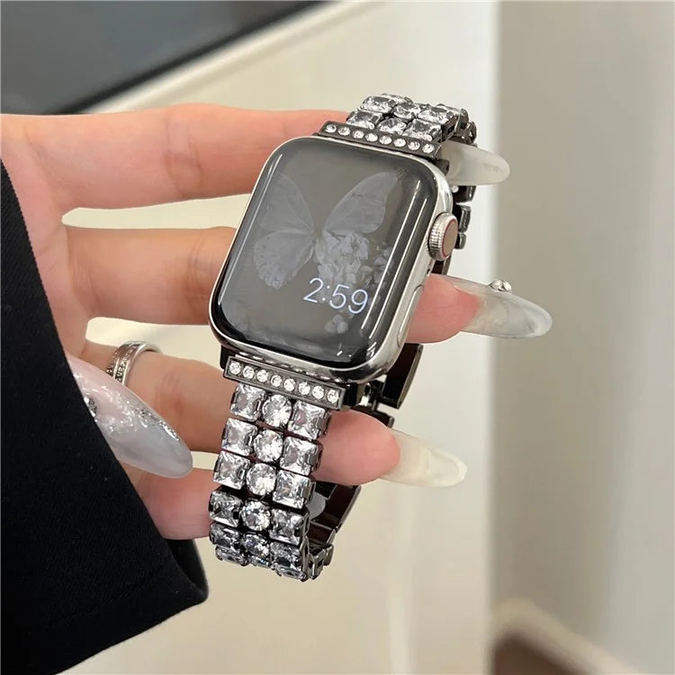For Apple Watch Ultra 2 Ultra 49mm / Series 9 8 7 45mm / 6 5 4 SE (2022) SE (2023) SE 44mm / 3 2 1 42mm Strap Rhinestone Metal Watchband