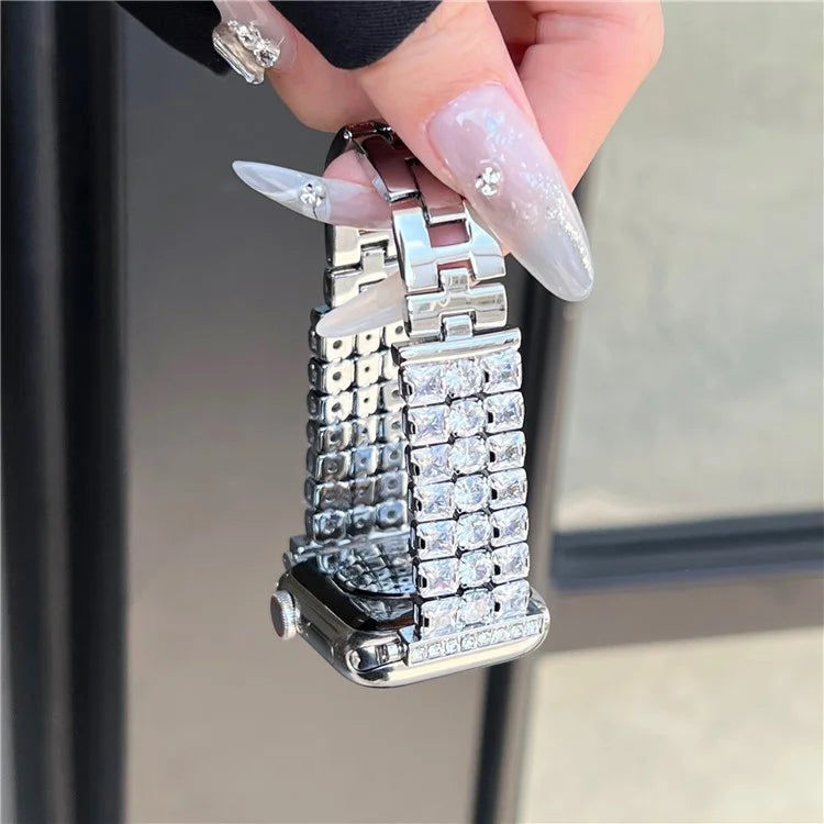 For Apple Watch Ultra 2 Ultra 49mm / Series 9 8 7 45mm / 6 5 4 SE (2022) SE (2023) SE 44mm / 3 2 1 42mm Strap Rhinestone Metal Watchband