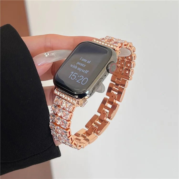 For Apple Watch Ultra 2 Ultra 49mm / Series 9 8 7 45mm / 6 5 4 SE (2022) SE (2023) SE 44mm / 3 2 1 42mm Strap Rhinestone Metal Watchband
