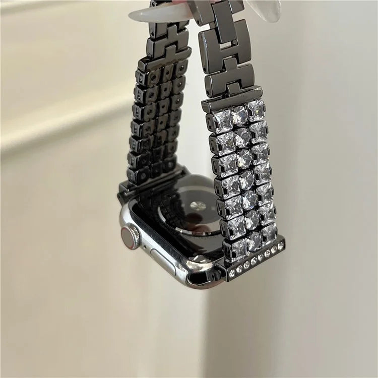 For Apple Watch Series 9 8 7 41mm  /  6 5 4 SE (2022) SE (2023) SE 40mm  /  3 2 1 38mm Wrist Watch Band Rhinestone Metal Strap