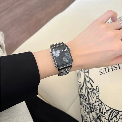 For Apple Watch Series 9 8 7 41mm  /  6 5 4 SE (2022) SE (2023) SE 40mm  /  3 2 1 38mm Wrist Watch Band Rhinestone Metal Strap