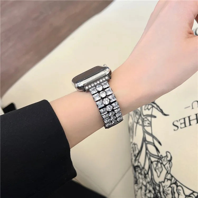 For Apple Watch Series 9 8 7 41mm  /  6 5 4 SE (2022) SE (2023) SE 40mm  /  3 2 1 38mm Wrist Watch Band Rhinestone Metal Strap