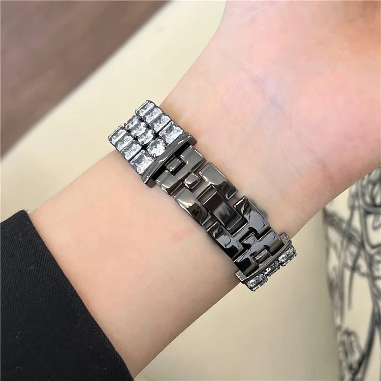 For Apple Watch Series 9 8 7 41mm  /  6 5 4 SE (2022) SE (2023) SE 40mm  /  3 2 1 38mm Wrist Watch Band Rhinestone Metal Strap