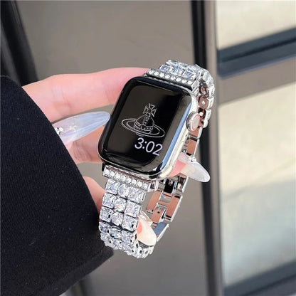 For Apple Watch Series 9 8 7 41mm  /  6 5 4 SE (2022) SE (2023) SE 40mm  /  3 2 1 38mm Wrist Watch Band Rhinestone Metal Strap
