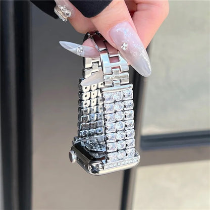 For Apple Watch Series 9 8 7 41mm  /  6 5 4 SE (2022) SE (2023) SE 40mm  /  3 2 1 38mm Wrist Watch Band Rhinestone Metal Strap