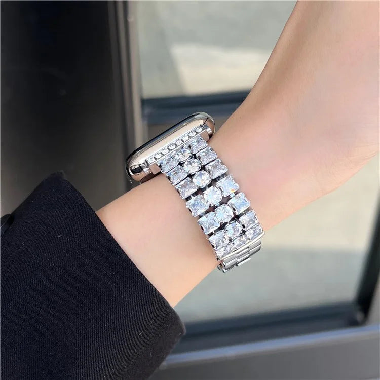 For Apple Watch Series 9 8 7 41mm  /  6 5 4 SE (2022) SE (2023) SE 40mm  /  3 2 1 38mm Wrist Watch Band Rhinestone Metal Strap