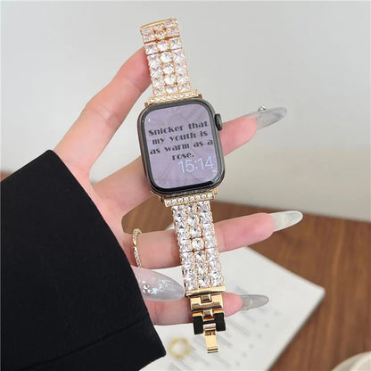 For Apple Watch Series 9 8 7 41mm  /  6 5 4 SE (2022) SE (2023) SE 40mm  /  3 2 1 38mm Wrist Watch Band Rhinestone Metal Strap
