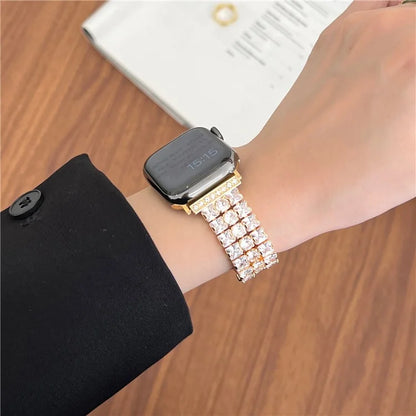 For Apple Watch Series 9 8 7 41mm  /  6 5 4 SE (2022) SE (2023) SE 40mm  /  3 2 1 38mm Wrist Watch Band Rhinestone Metal Strap