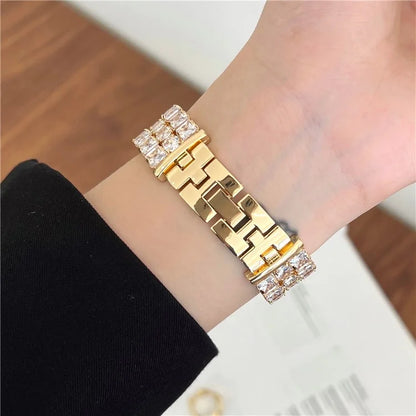 For Apple Watch Series 9 8 7 41mm  /  6 5 4 SE (2022) SE (2023) SE 40mm  /  3 2 1 38mm Wrist Watch Band Rhinestone Metal Strap