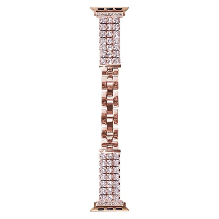 For Apple Watch Series 9 8 7 41mm  /  6 5 4 SE (2022) SE (2023) SE 40mm  /  3 2 1 38mm Wrist Watch Band Rhinestone Metal Strap