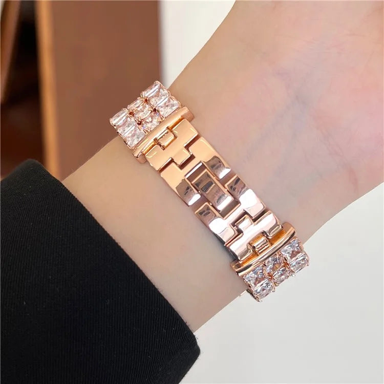 For Apple Watch Series 9 8 7 41mm  /  6 5 4 SE (2022) SE (2023) SE 40mm  /  3 2 1 38mm Wrist Watch Band Rhinestone Metal Strap