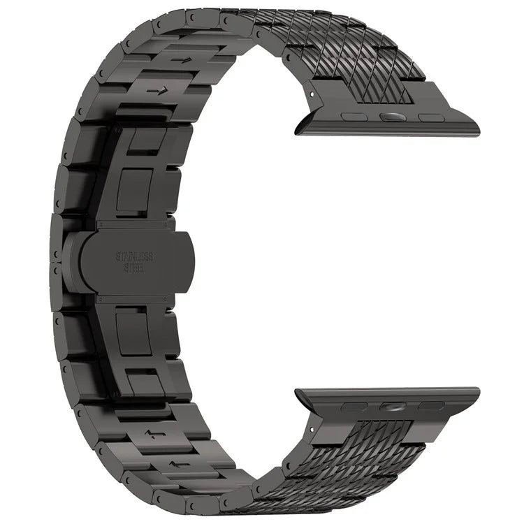 For Apple Watch Series 9 8 7 41mm / 6 5 4 SE (2023) SE (2022) SE 40mm / 3 2 1 38mm Strap Texture Stainless Steel Watch Band