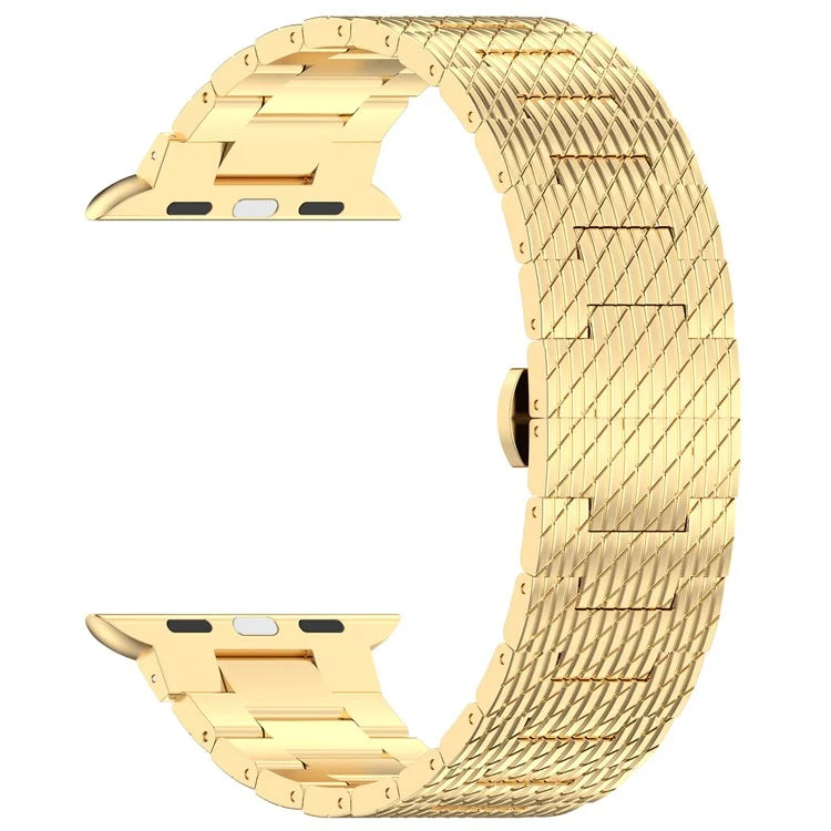 For Apple Watch Series 9 8 7 41mm / 6 5 4 SE (2023) SE (2022) SE 40mm / 3 2 1 38mm Strap Texture Stainless Steel Watch Band