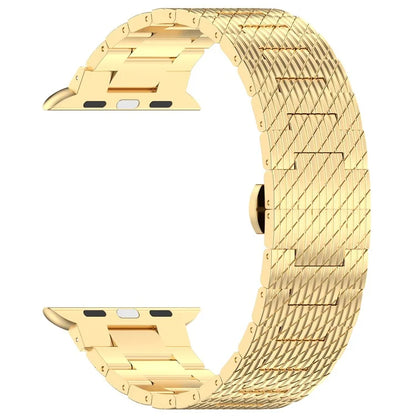For Apple Watch Series 9 8 7 41mm / 6 5 4 SE (2023) SE (2022) SE 40mm / 3 2 1 38mm Strap Texture Stainless Steel Watch Band