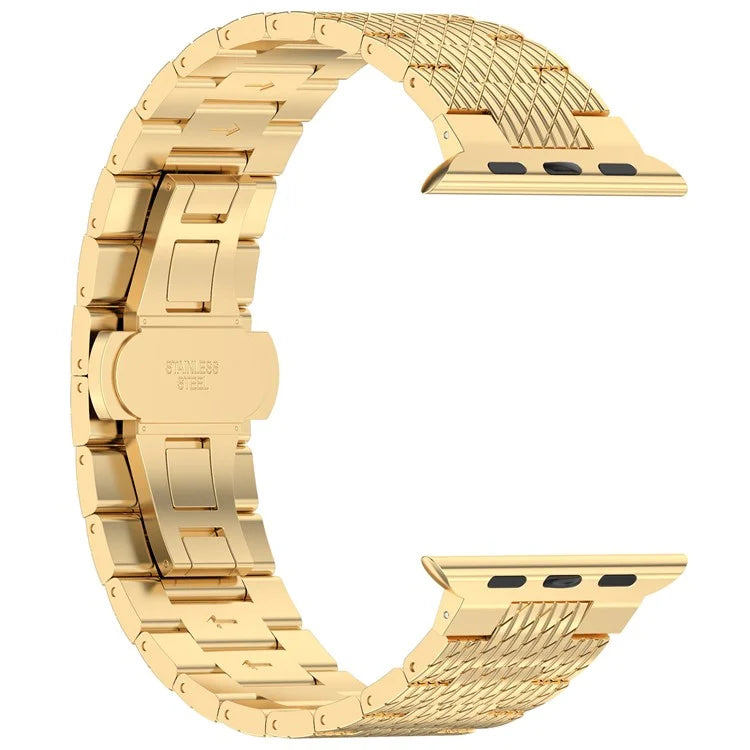 For Apple Watch Series 9 8 7 41mm / 6 5 4 SE (2023) SE (2022) SE 40mm / 3 2 1 38mm Strap Texture Stainless Steel Watch Band