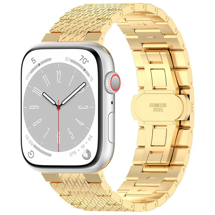 For Apple Watch Series 9 8 7 41mm / 6 5 4 SE (2023) SE (2022) SE 40mm / 3 2 1 38mm Strap Texture Stainless Steel Watch Band