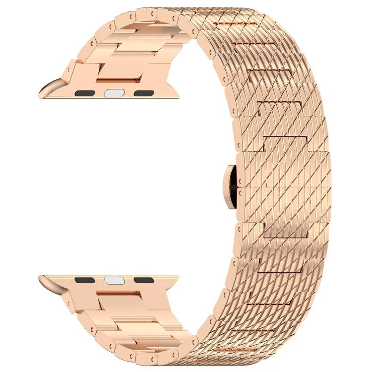 For Apple Watch Series 9 8 7 41mm / 6 5 4 SE (2023) SE (2022) SE 40mm / 3 2 1 38mm Strap Texture Stainless Steel Watch Band