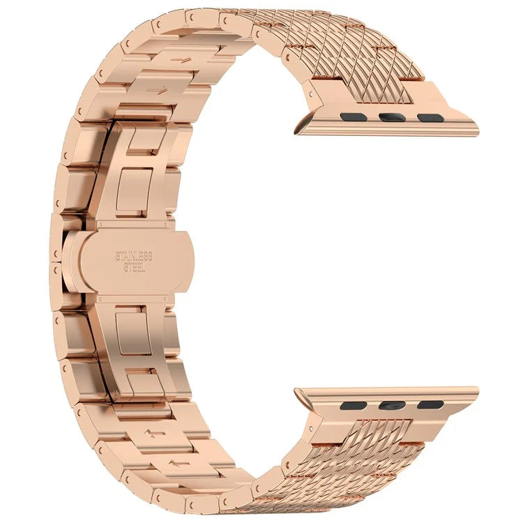 For Apple Watch Series 9 8 7 41mm / 6 5 4 SE (2023) SE (2022) SE 40mm / 3 2 1 38mm Strap Texture Stainless Steel Watch Band