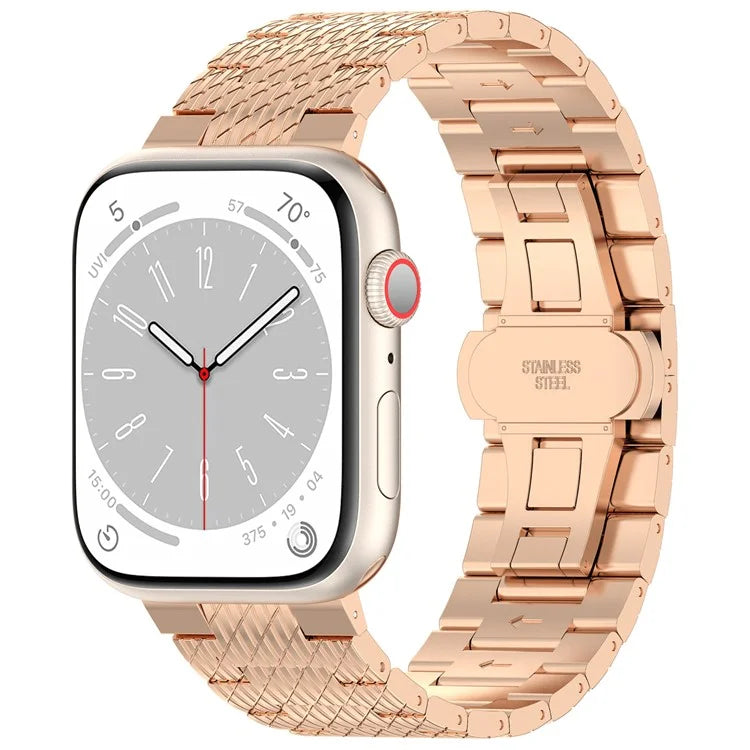 For Apple Watch Series 9 8 7 41mm / 6 5 4 SE (2023) SE (2022) SE 40mm / 3 2 1 38mm Strap Texture Stainless Steel Watch Band