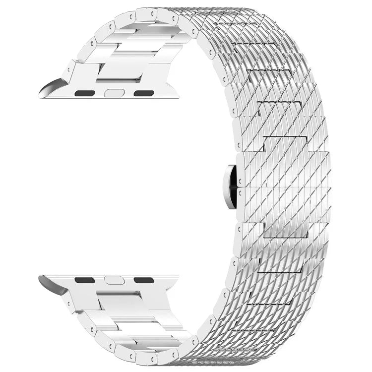 For Apple Watch Series 9 8 7 41mm / 6 5 4 SE (2023) SE (2022) SE 40mm / 3 2 1 38mm Strap Texture Stainless Steel Watch Band