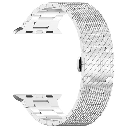 For Apple Watch Series 9 8 7 41mm / 6 5 4 SE (2023) SE (2022) SE 40mm / 3 2 1 38mm Strap Texture Stainless Steel Watch Band