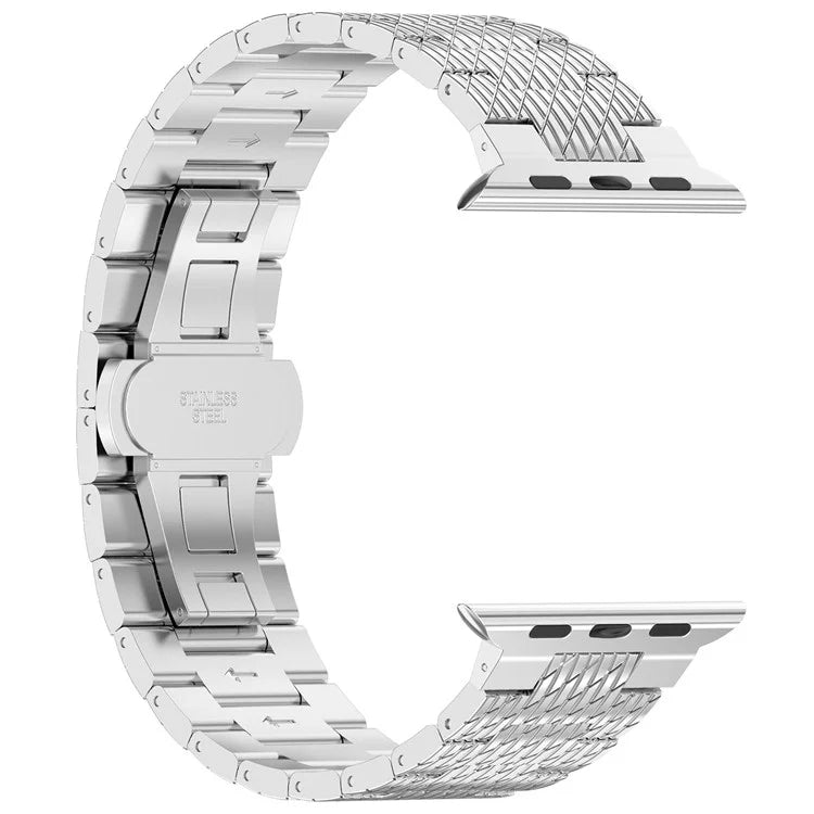 For Apple Watch Series 9 8 7 41mm / 6 5 4 SE (2023) SE (2022) SE 40mm / 3 2 1 38mm Strap Texture Stainless Steel Watch Band