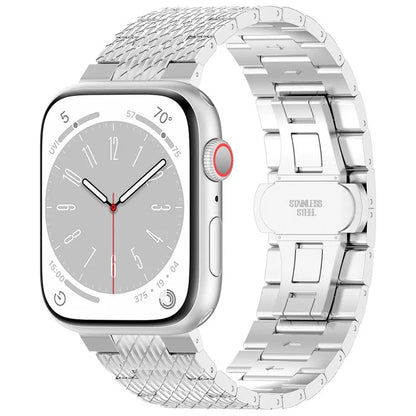 For Apple Watch Series 9 8 7 41mm / 6 5 4 SE (2023) SE (2022) SE 40mm / 3 2 1 38mm Strap Texture Stainless Steel Watch Band