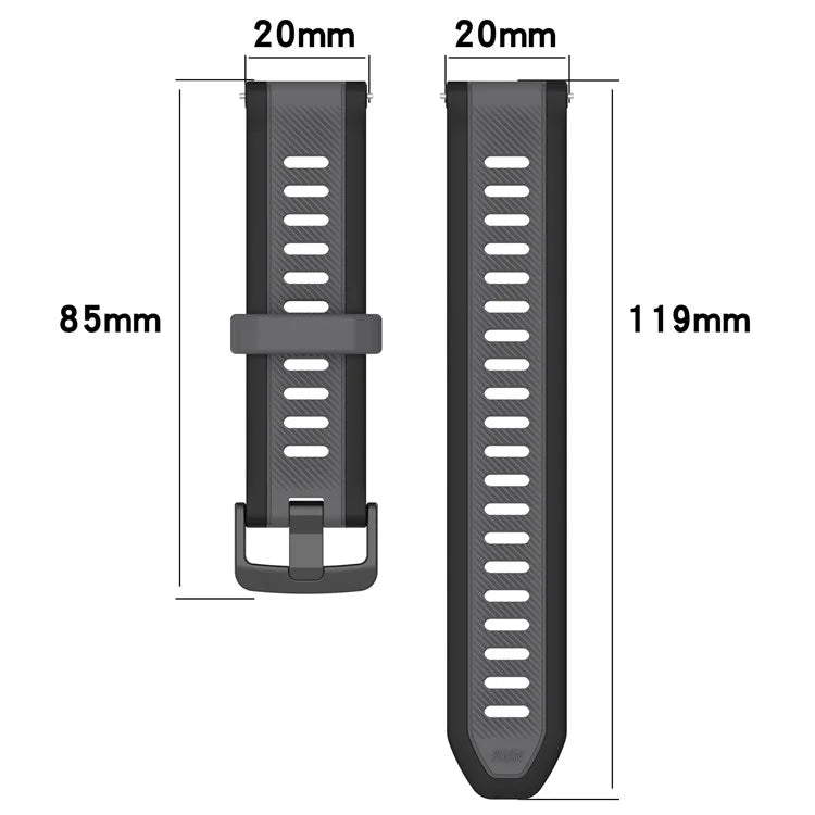 For Huawei Watch GT 2 / 3 / 3 Pro / Samsung Galaxy Watch6 Classic Silicone Band 20mm Dual-Color Textured Watch Strap