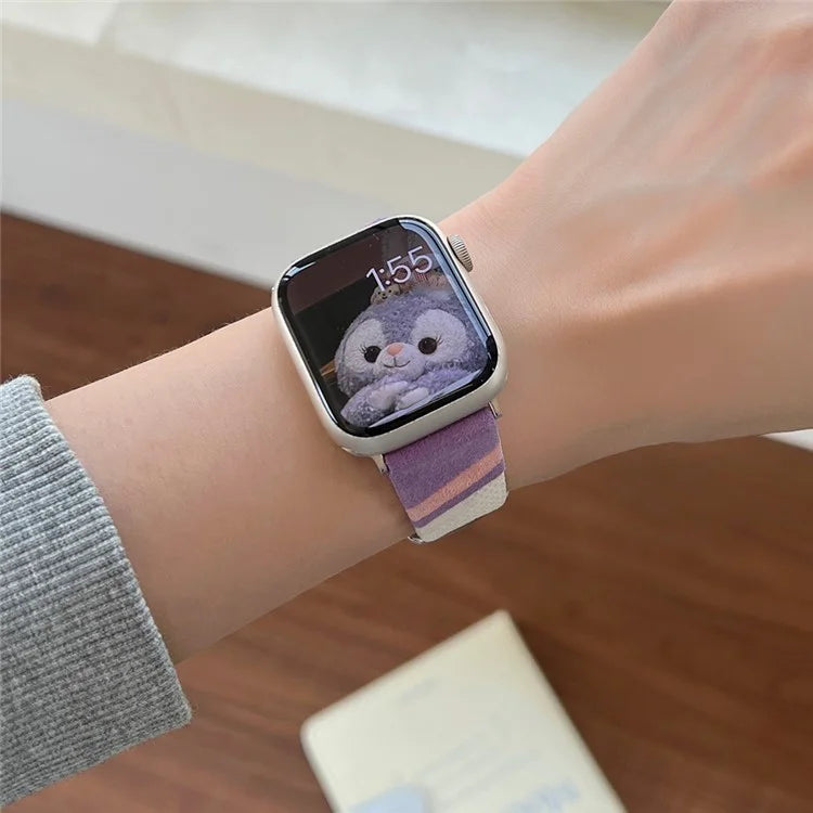 For Apple Watch Ultra 2 Ultra 49mm / Series 9 8 7 45mm / 6 5 4 SE SE (2022) 44mm / 3 2 1 42mm PU Leather Band