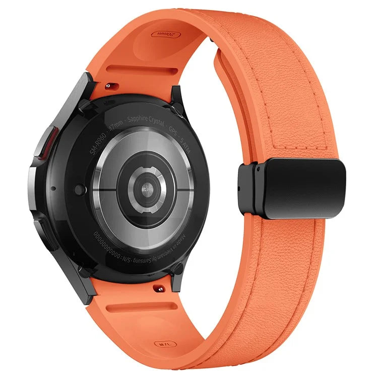 For Samsung Watch FE 40mm / Watch4 Classic Active / Watch 5 / Watch6 Classic Silicone+Leather Band Smartwatch Strap