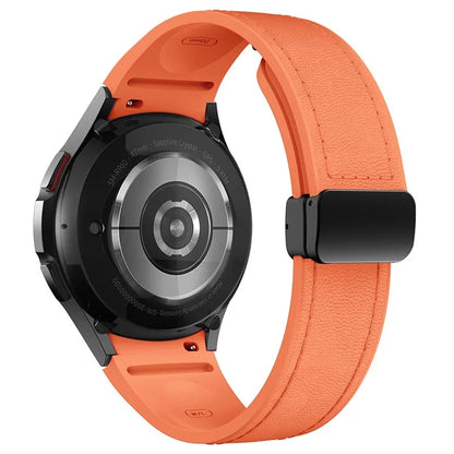 For Samsung Watch FE 40mm / Watch4 Classic Active / Watch 5 / Watch6 Classic Silicone+Leather Band Smartwatch Strap