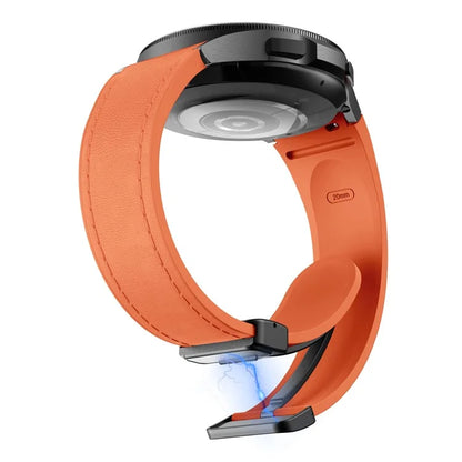 For Samsung Watch FE 40mm / Watch4 Classic Active / Watch 5 / Watch6 Classic Silicone+Leather Band Smartwatch Strap