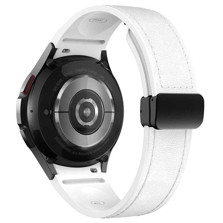 For Samsung Watch FE 40mm / Watch4 Classic Active / Watch 5 / Watch6 Classic Silicone+Leather Band Smartwatch Strap