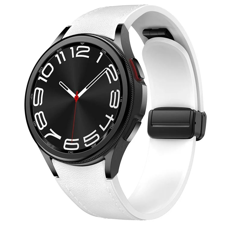 For Samsung Watch FE 40mm / Watch4 Classic Active / Watch 5 / Watch6 Classic Silicone+Leather Band Smartwatch Strap