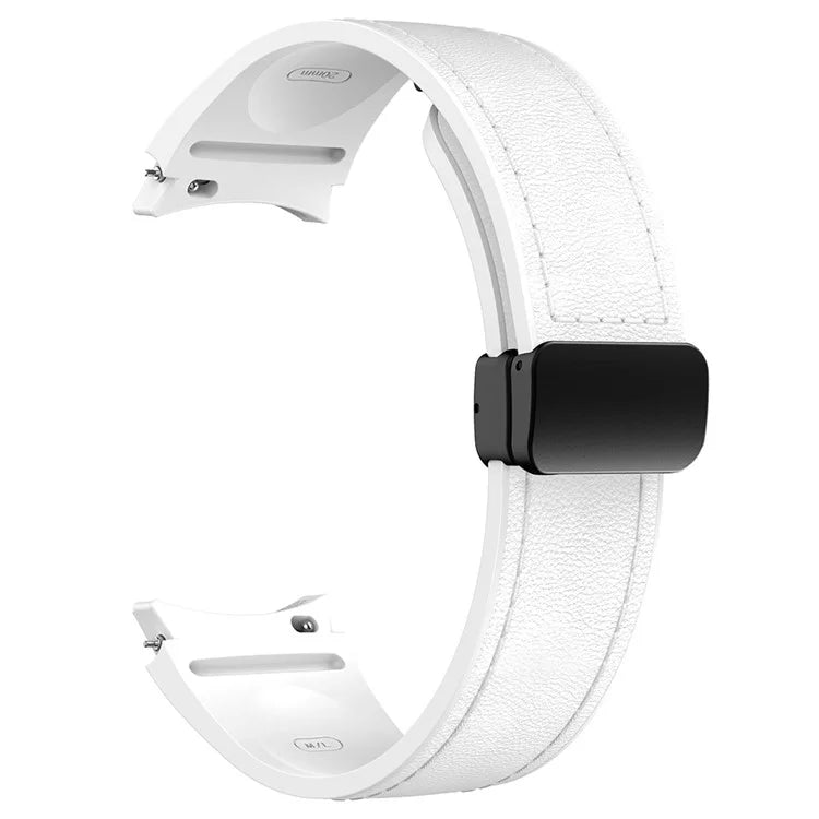 For Samsung Watch FE 40mm / Watch4 Classic Active / Watch 5 / Watch6 Classic Silicone+Leather Band Smartwatch Strap
