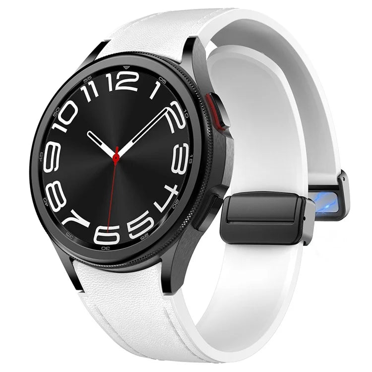 For Samsung Watch FE 40mm / Watch4 Classic Active / Watch 5 / Watch6 Classic Silicone+Leather Band Smartwatch Strap