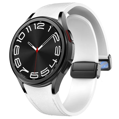 For Samsung Watch FE 40mm / Watch4 Classic Active / Watch 5 / Watch6 Classic Silicone+Leather Band Smartwatch Strap