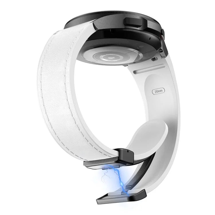 For Samsung Watch FE 40mm / Watch4 Classic Active / Watch 5 / Watch6 Classic Silicone+Leather Band Smartwatch Strap
