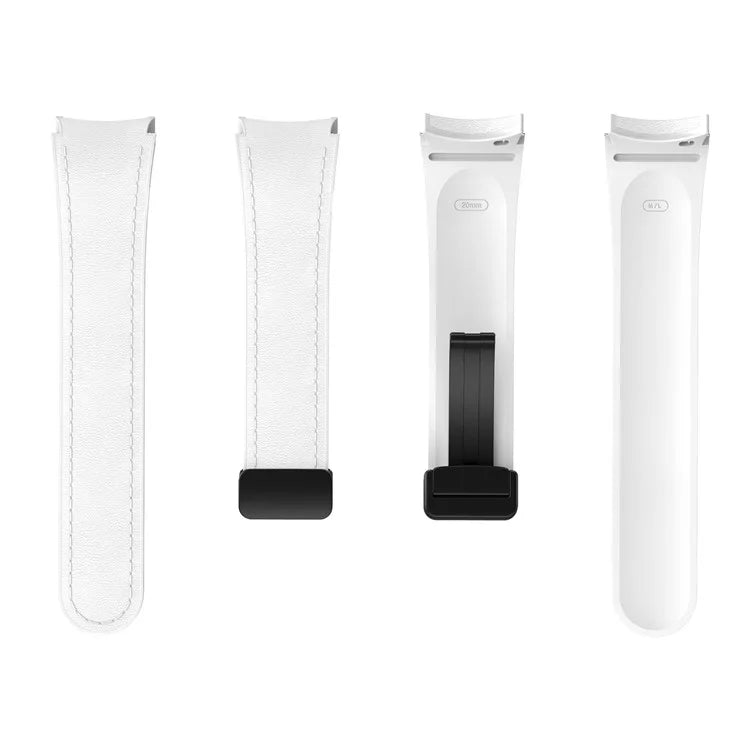 For Samsung Watch FE 40mm / Watch4 Classic Active / Watch 5 / Watch6 Classic Silicone+Leather Band Smartwatch Strap