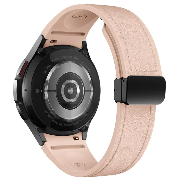 For Samsung Watch FE 40mm / Watch4 Classic Active / Watch 5 / Watch6 Classic Silicone+Leather Band Smartwatch Strap