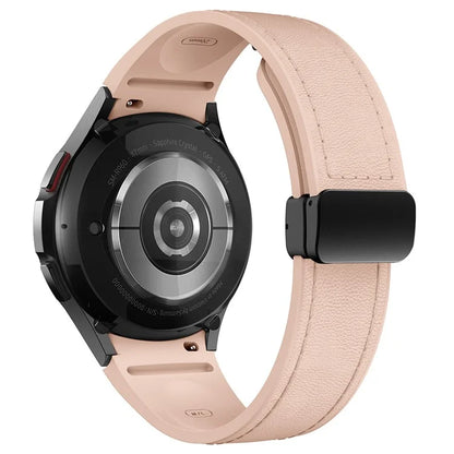 For Samsung Watch FE 40mm / Watch4 Classic Active / Watch 5 / Watch6 Classic Silicone+Leather Band Smartwatch Strap